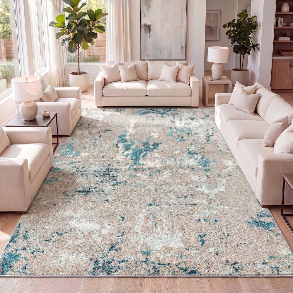 Contemporary Pop Modern Abstract Vintage Faded Area Rug. Picture 10