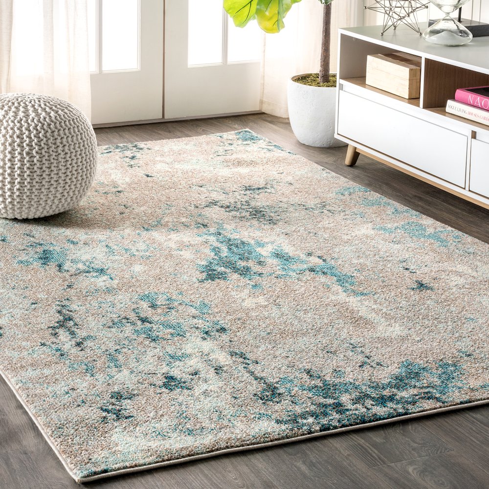 Contemporary Pop Modern Abstract Vintage Faded Area Rug. Picture 2