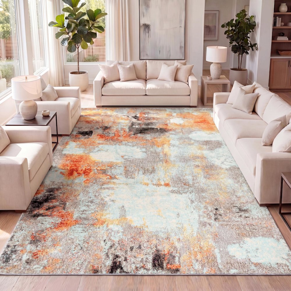 Contemporary Pop Modern Abstract Vintage Area Rug. Picture 10