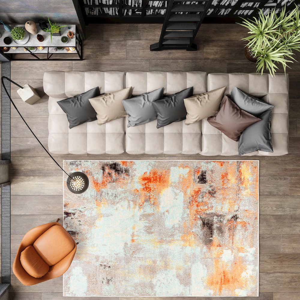 Contemporary Pop Modern Abstract Vintage Area Rug. Picture 4