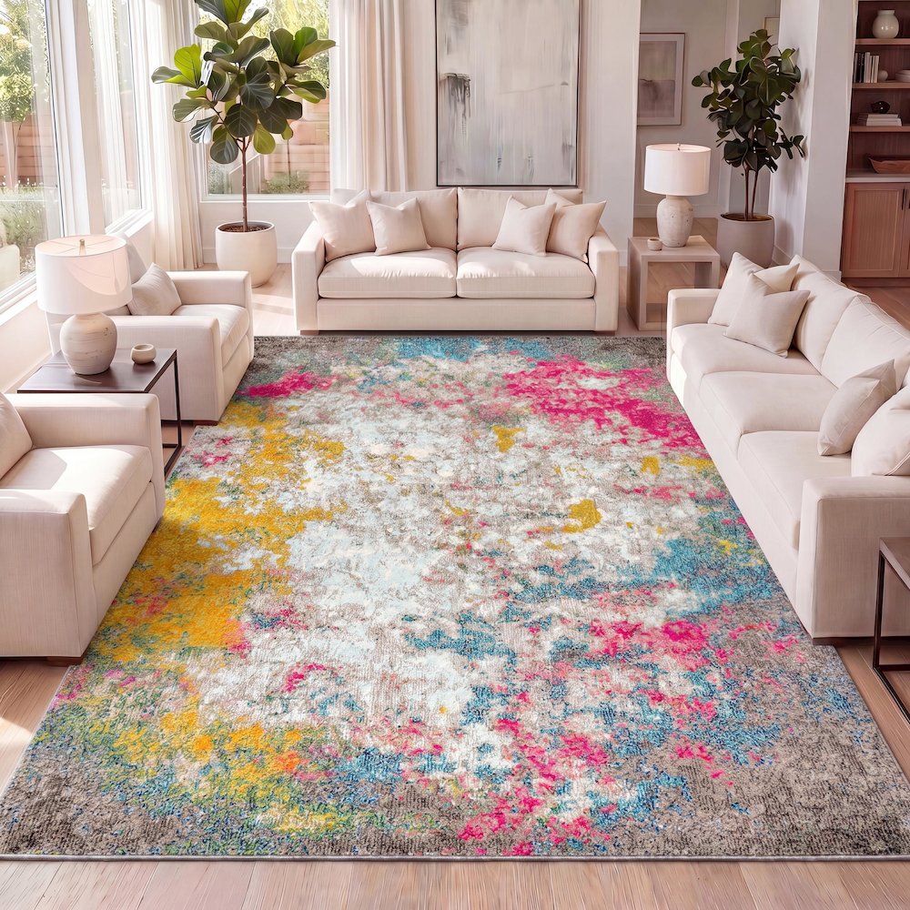 Contemporary Pop Modern Abstract Area Rug. Picture 10