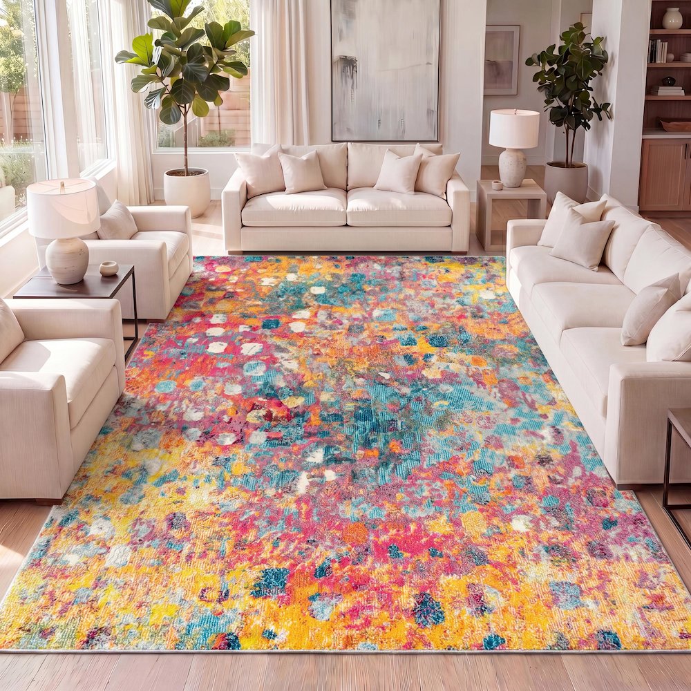 Inspired Contemporary Pop Modern Abstract Area Rug. Picture 10