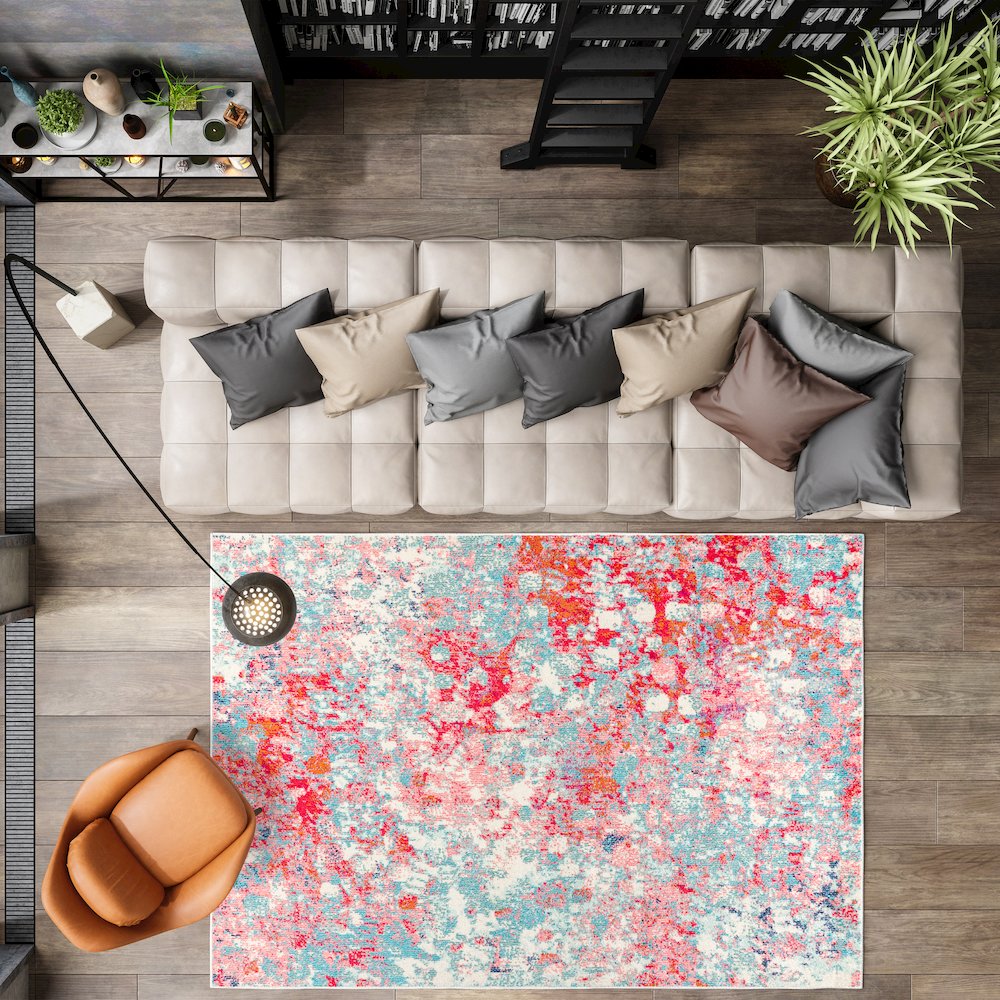 Inspired Contemporary Pop Modern Abstract Area Rug. Picture 4