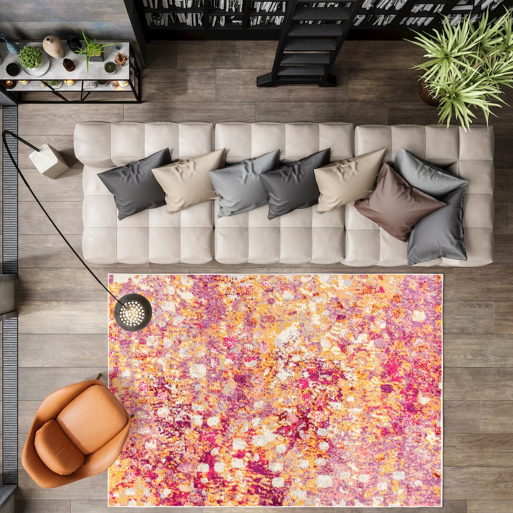 Inspired Contemporary Pop Modern Abstract Area Rug. Picture 4