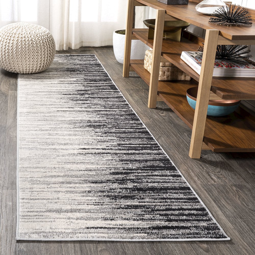 Linear Modern Half Stripe Area Rug. Picture 2