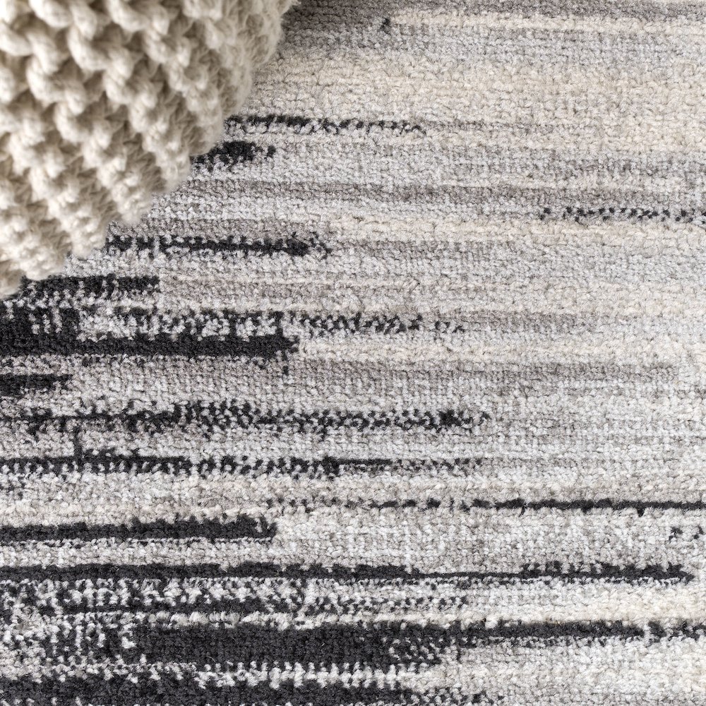 Linear Modern Half Stripe Area Rug. Picture 4