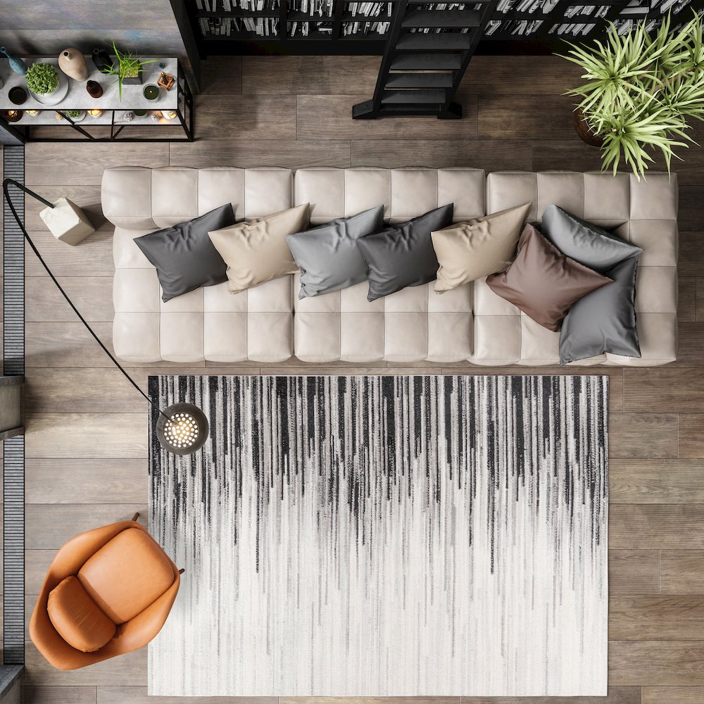 Linear Modern Half Stripe Area Rug. Picture 5