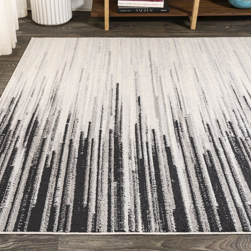 Linear Modern Half Stripe Area Rug. Picture 3