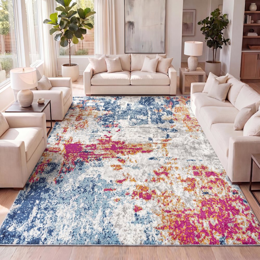 Sunset Modern Abstract Area Rug. Picture 11