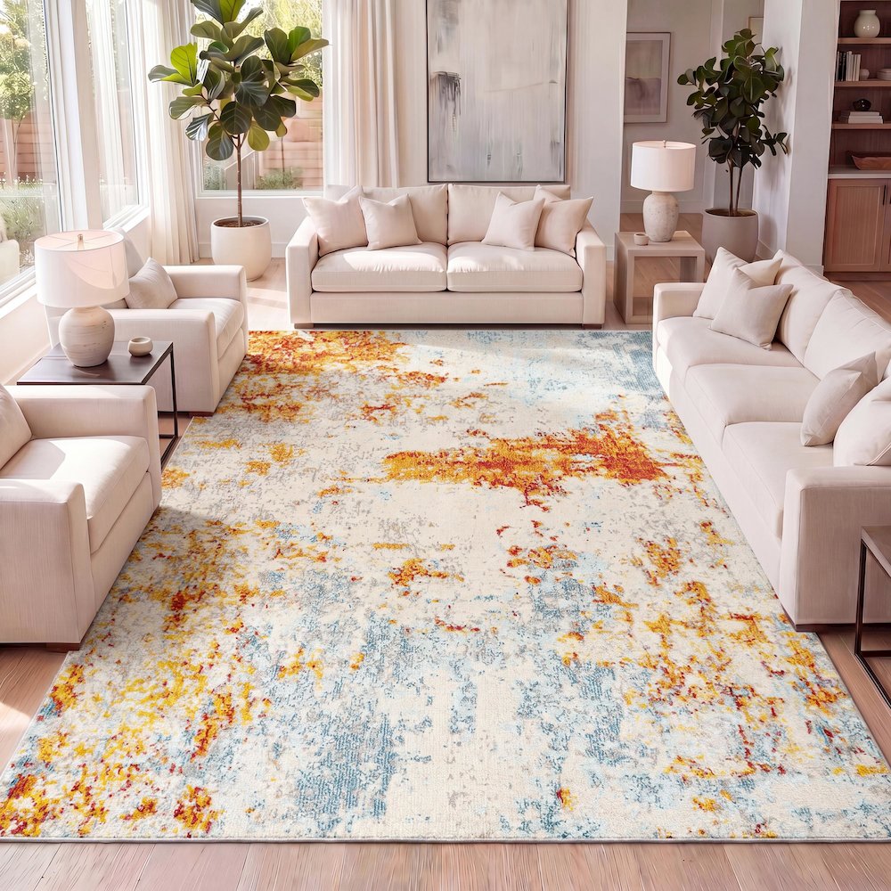 Sunset Modern Abstract Area Rug. Picture 11