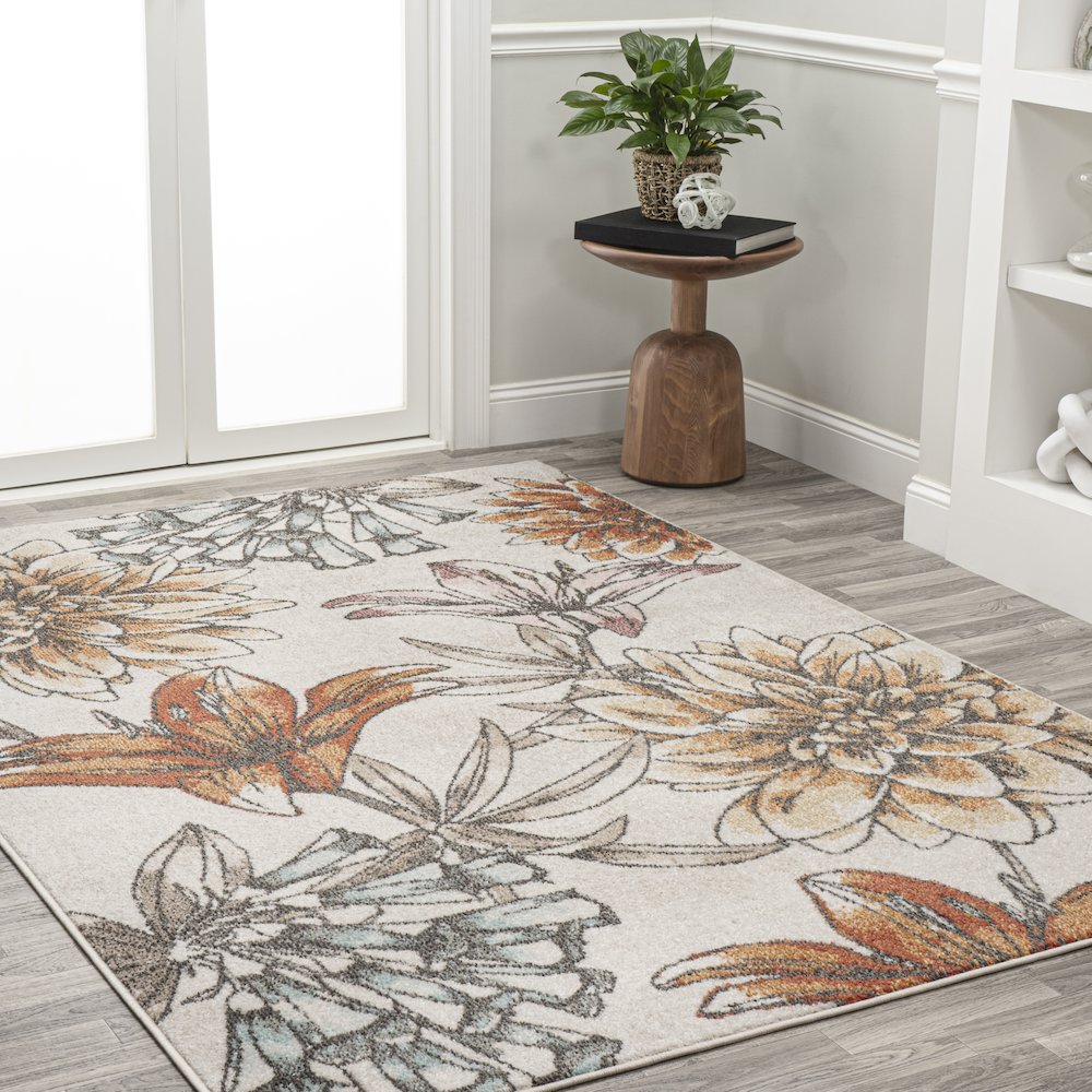 Giglio Modern Botanical Flower Area Rug. Picture 4