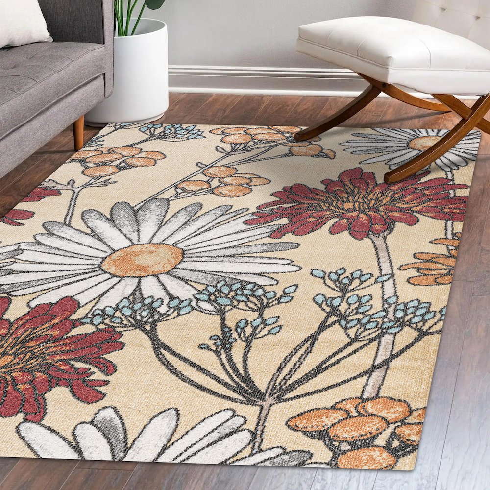 Dizi Modern Botanical Wildflower Area Rug. Picture 10