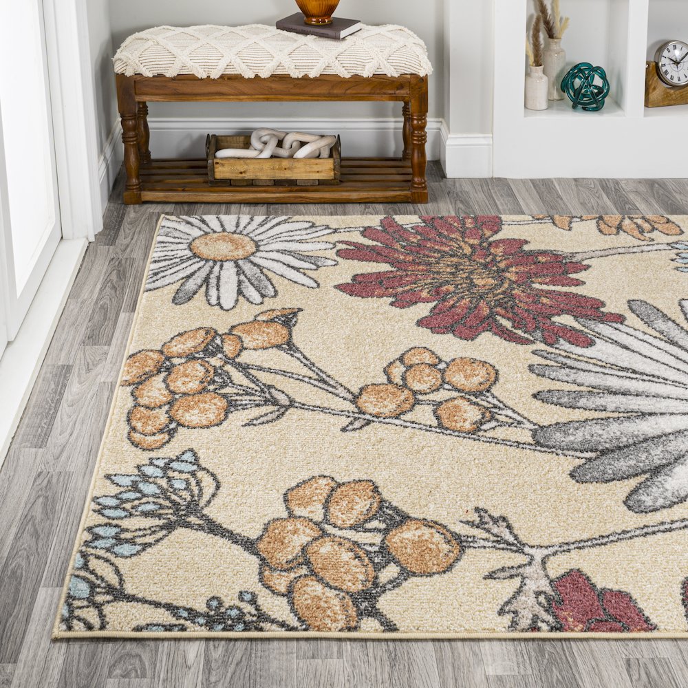Dizi Modern Botanical Wildflower Area Rug. Picture 3