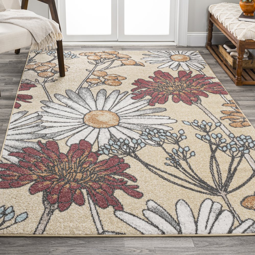 Dizi Modern Botanical Wildflower Area Rug. Picture 4