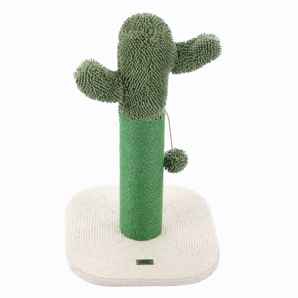 Pecos Modern Jute Cactus Cat Scratching Post With Fuzzy Toy. Picture 3