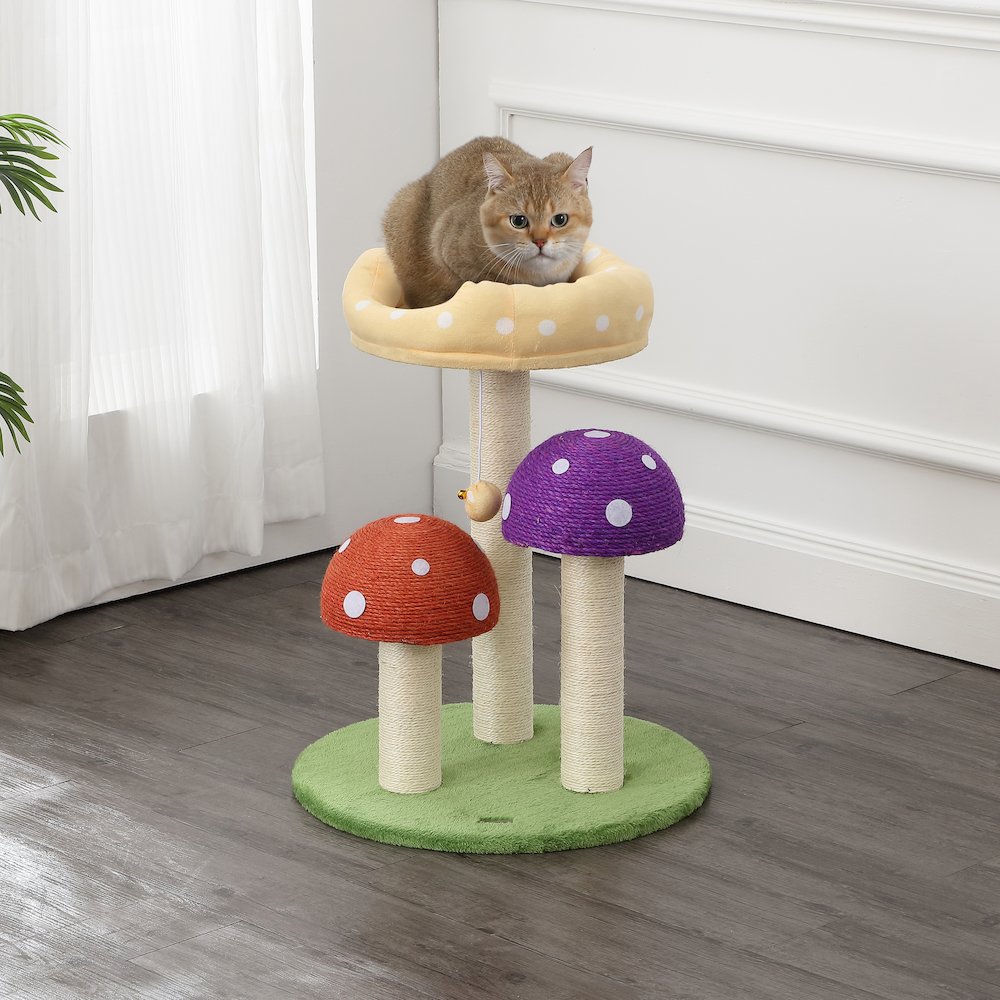 Pixie 3-Tier Cottage Sisal Mushroom Cat Tree With Scratching Posts. Picture 2