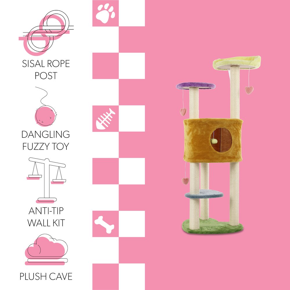 Aisling 4-Tier Modern Sisal Heart Cat Tree With Scratching Posts. Picture 6