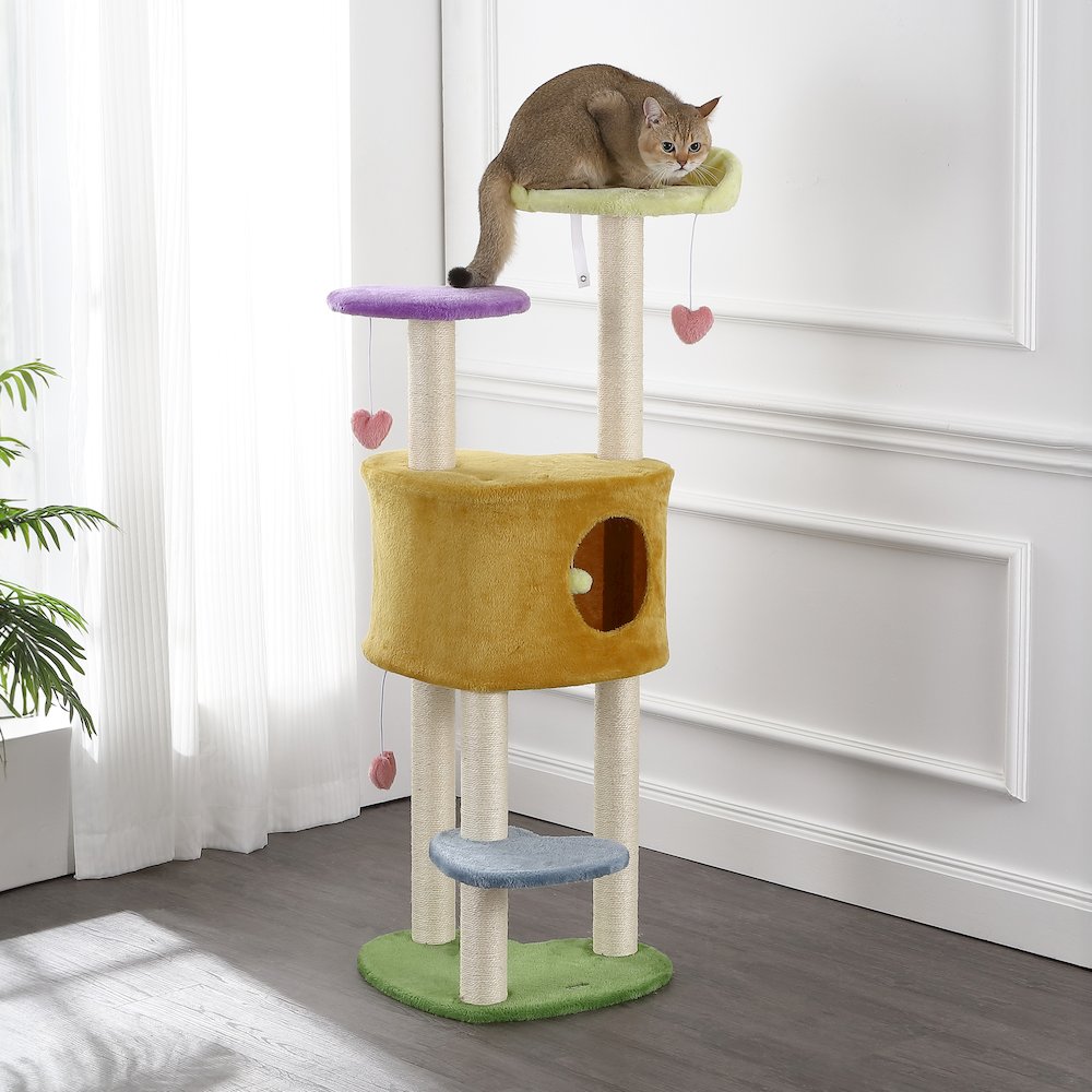 Aisling 4-Tier Modern Sisal Heart Cat Tree With Scratching Posts. Picture 2