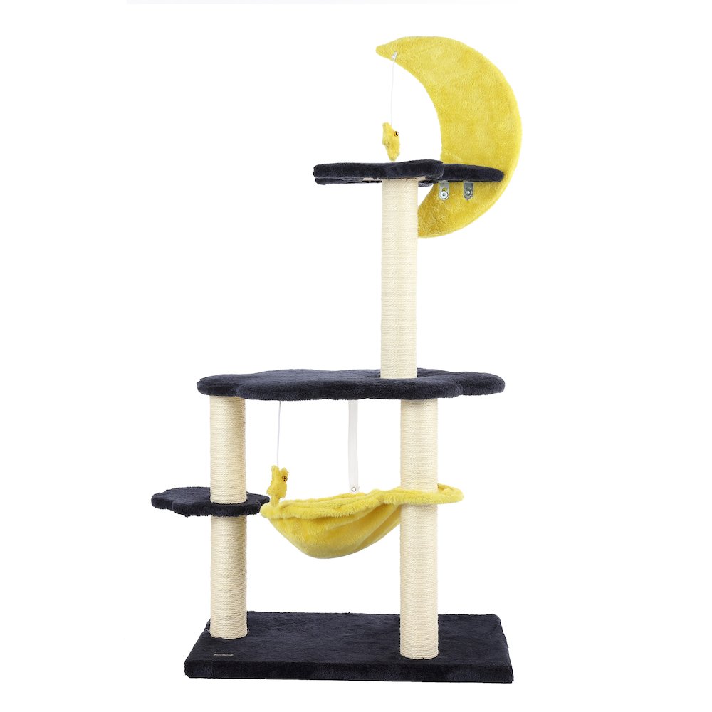 Aurora 3-Tier Modern Sisal Moon And Stars Cat Tree With Scratching Posts. Picture 4