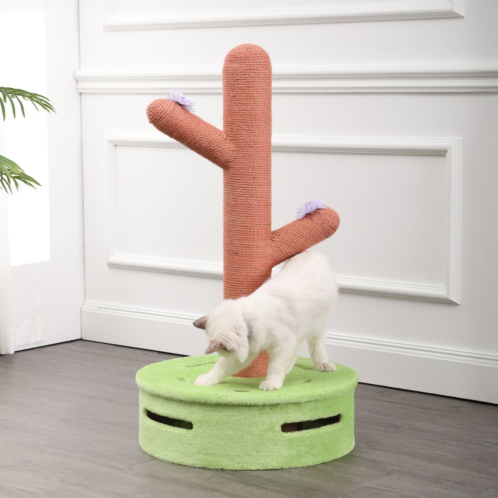 Rosa Modern Jute Cactus Cat Scratching Post. Picture 1