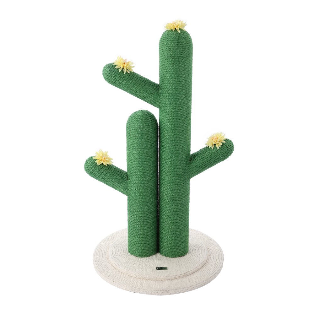 Socorro Modern Jute Double-Cactus Cat Scratching Post With Flower Toys. Picture 3