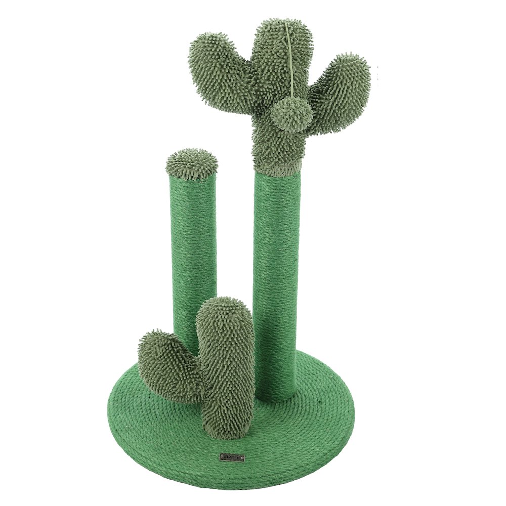 Marfa Modern Jute Triple-Cactus Cat Scratching Post With Fuzzy Toy. Picture 3