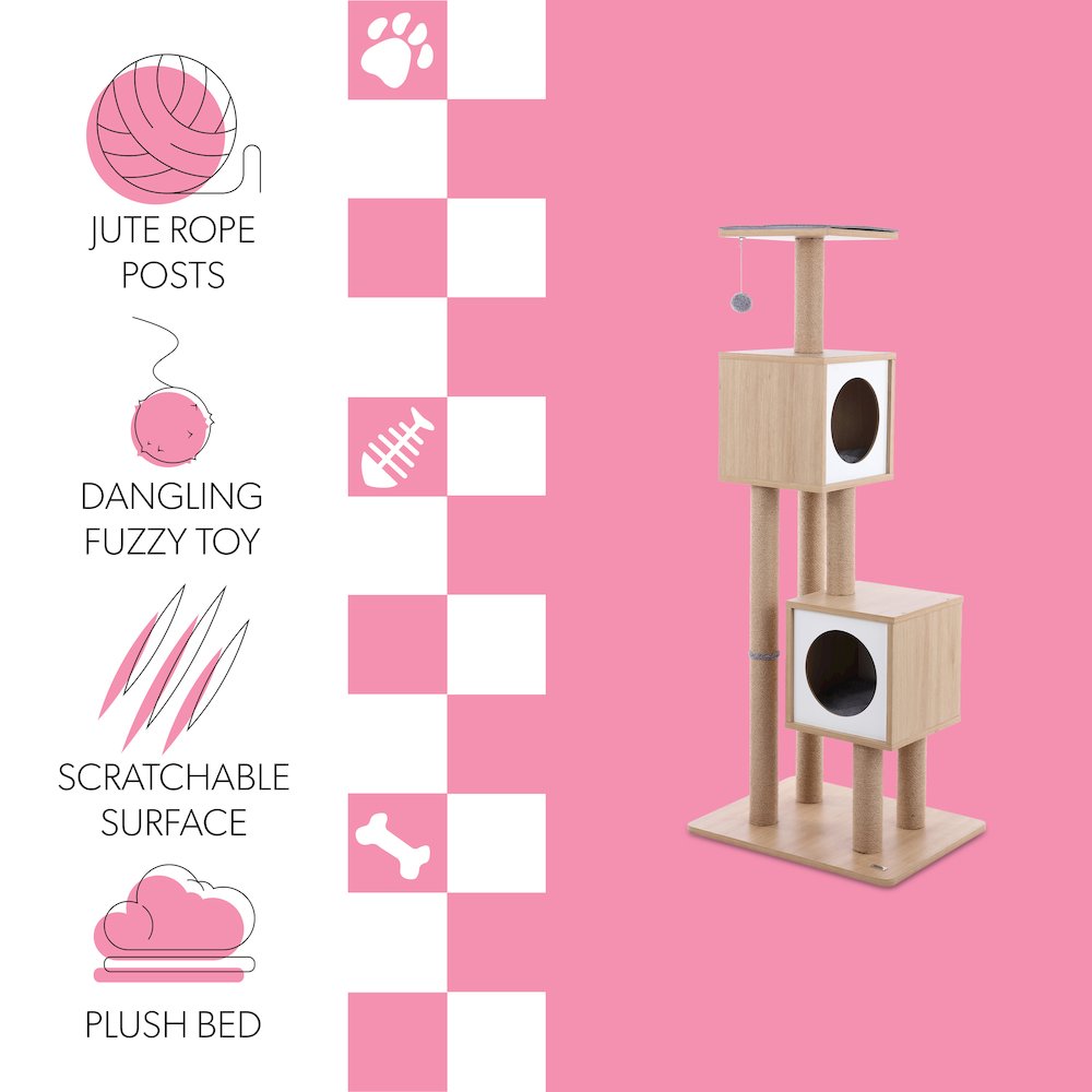 Sawyer 3-Tier Minimalist Jute Cat Tree Condo With Scratching Posts. Picture 7