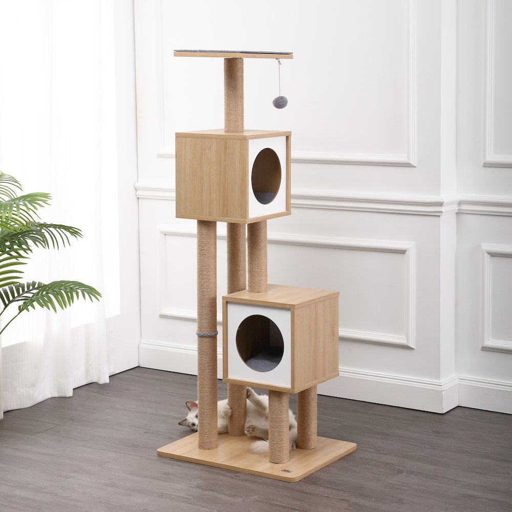 Sawyer 3-Tier Minimalist Jute Cat Tree Condo With Scratching Posts. Picture 2