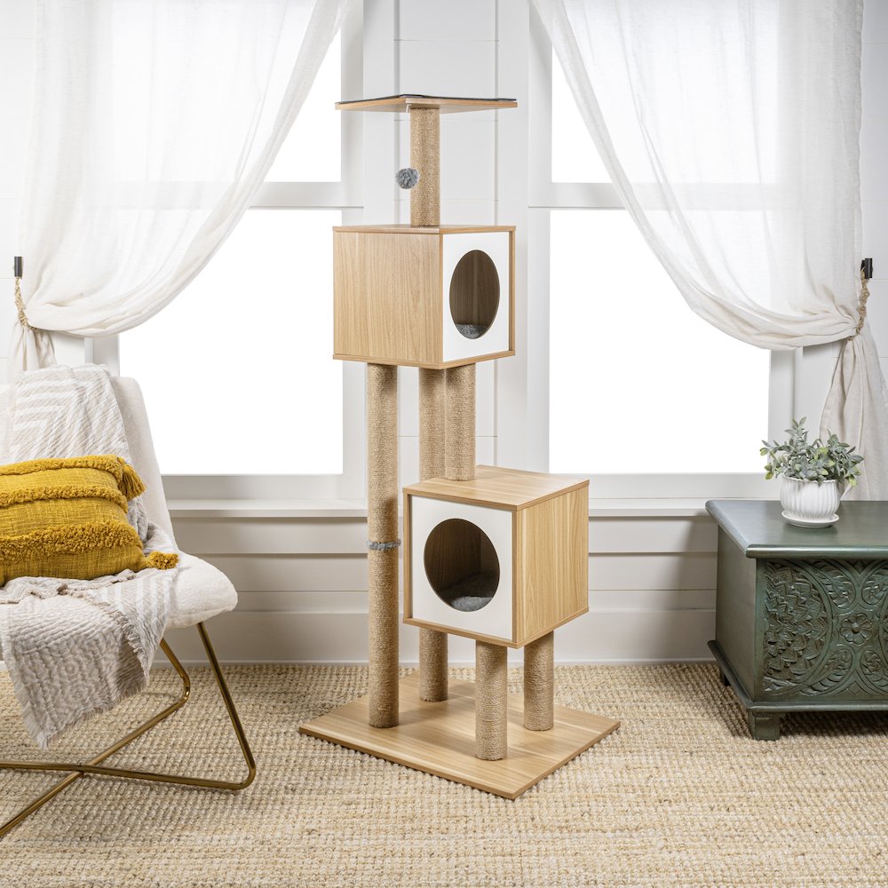 Sawyer 3-Tier Minimalist Jute Cat Tree Condo With Scratching Posts. Picture 3