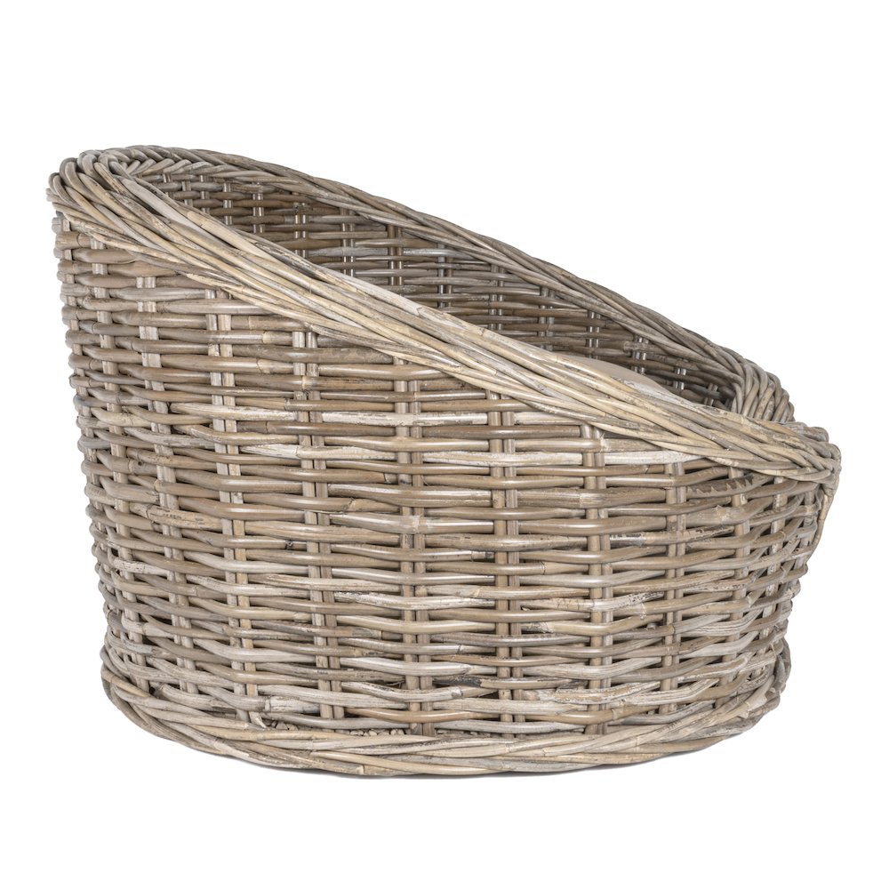 Curvy Classic Handwoven Rattan Dog Bed With Machine-Washable Cushion. Picture 3