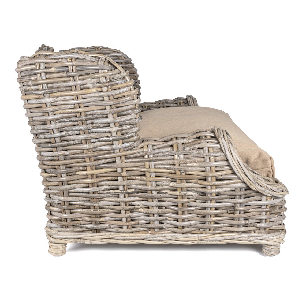 Classic Mediterranean Handwoven Rattan Dog Daybed With Machine-Washable Cushion. Picture 3