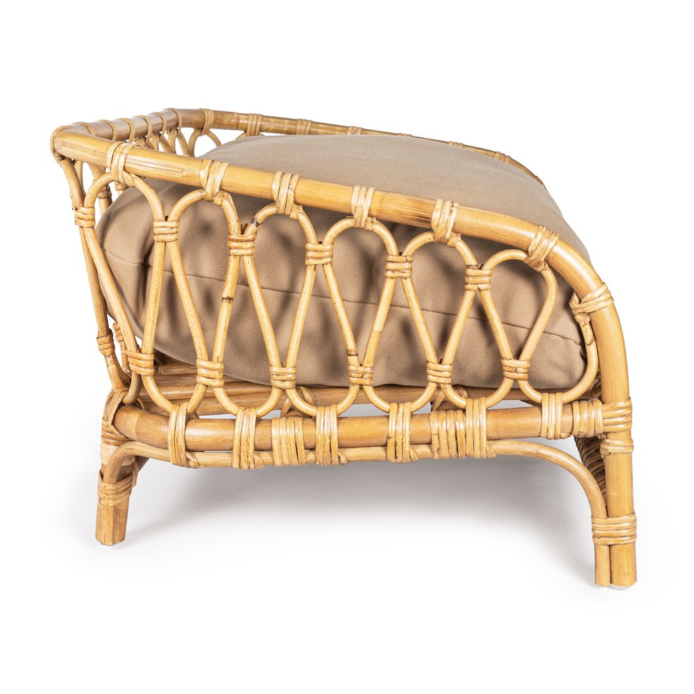Elevated Bohemian Handwoven Rattan Dog Daybed With Machine-Washable Cushion. Picture 3