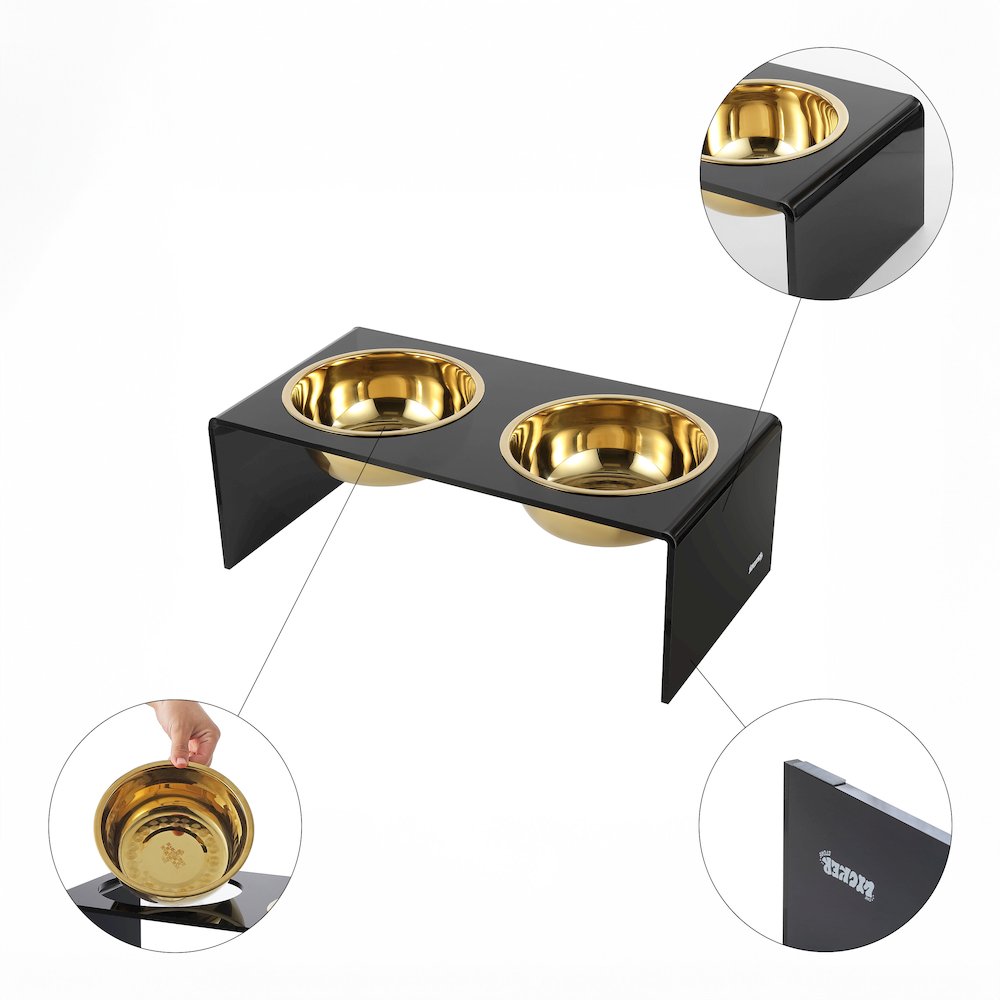 Medium/Large Modern Lucite Rectangular Elevated Pet Feeder. Picture 2