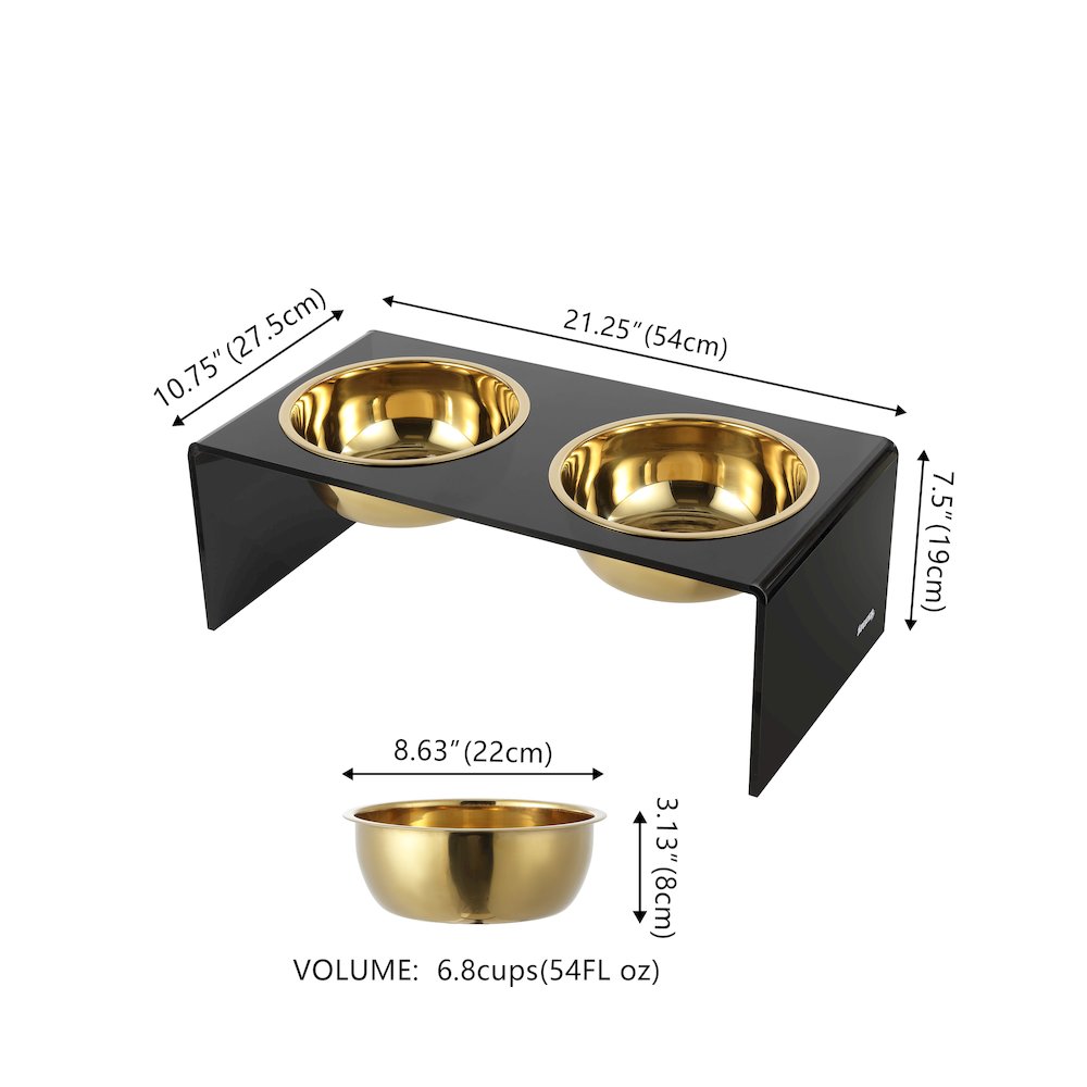 Medium/Large Modern Lucite Rectangular Elevated Pet Feeder. Picture 3