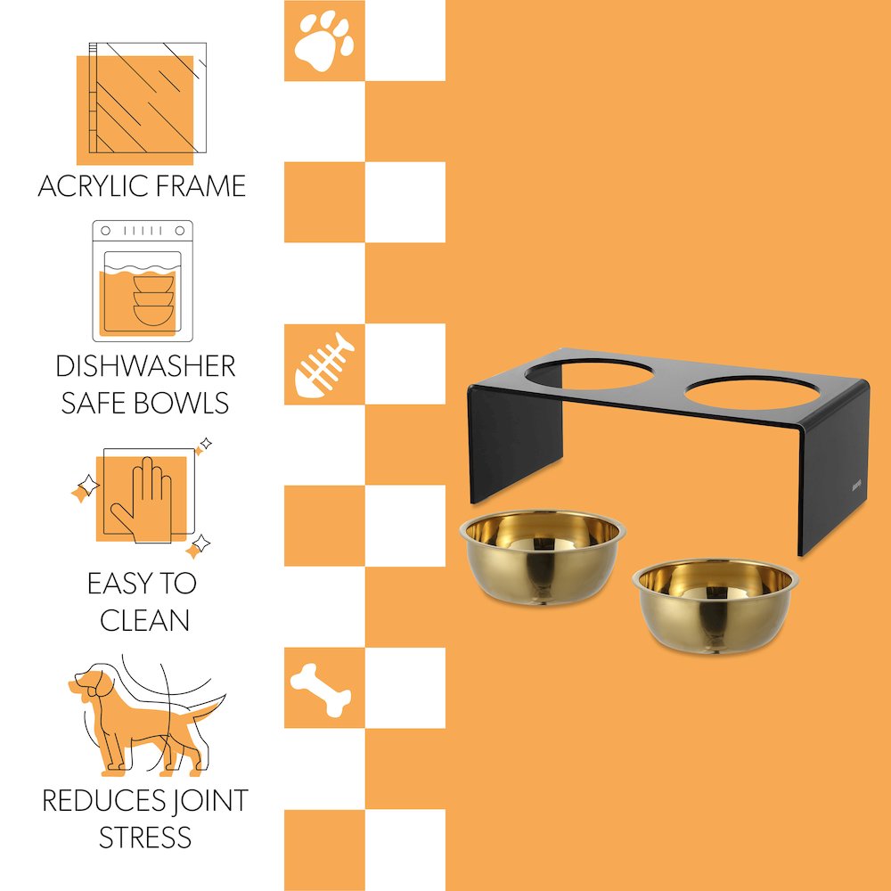 Medium/Large Modern Lucite Rectangular Elevated Pet Feeder. Picture 4