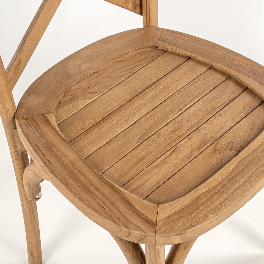 Annecy Farmhouse Solid Indonesian Teak Wood Cross-Back Indoor/Outdoor Dining. Picture 3