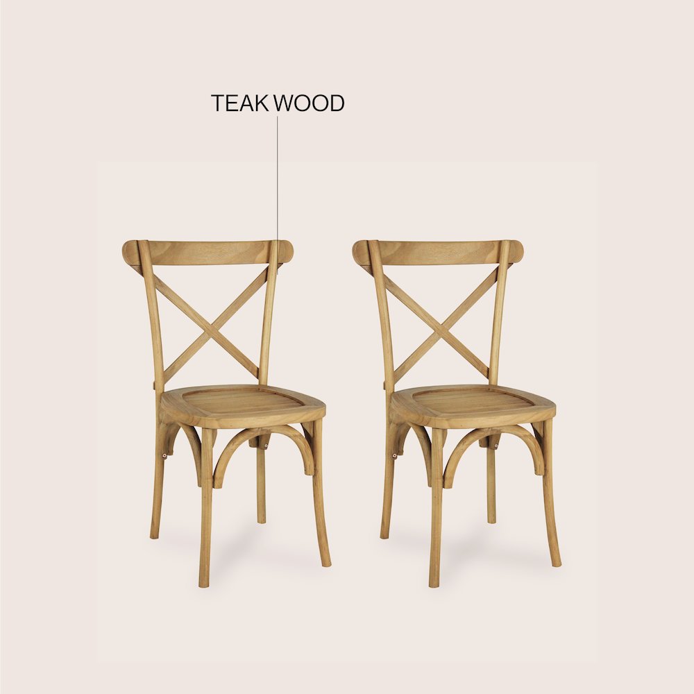 Annecy Farmhouse Solid Indonesian Teak Wood Cross-Back Indoor/Outdoor Dining. Picture 5