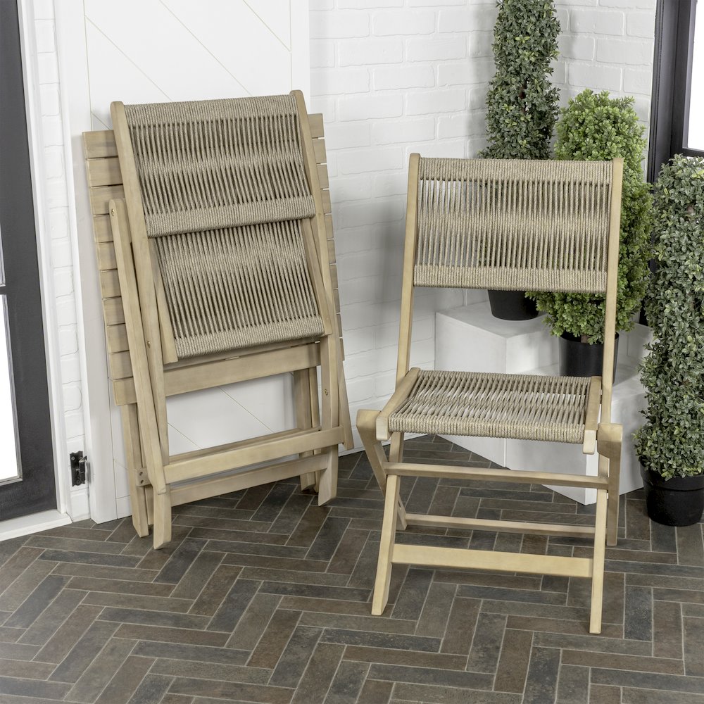 Javea Bohemian 3-Piece Light Teak Acacia Wood Outdoor Folding Bistro Set with. Picture 2