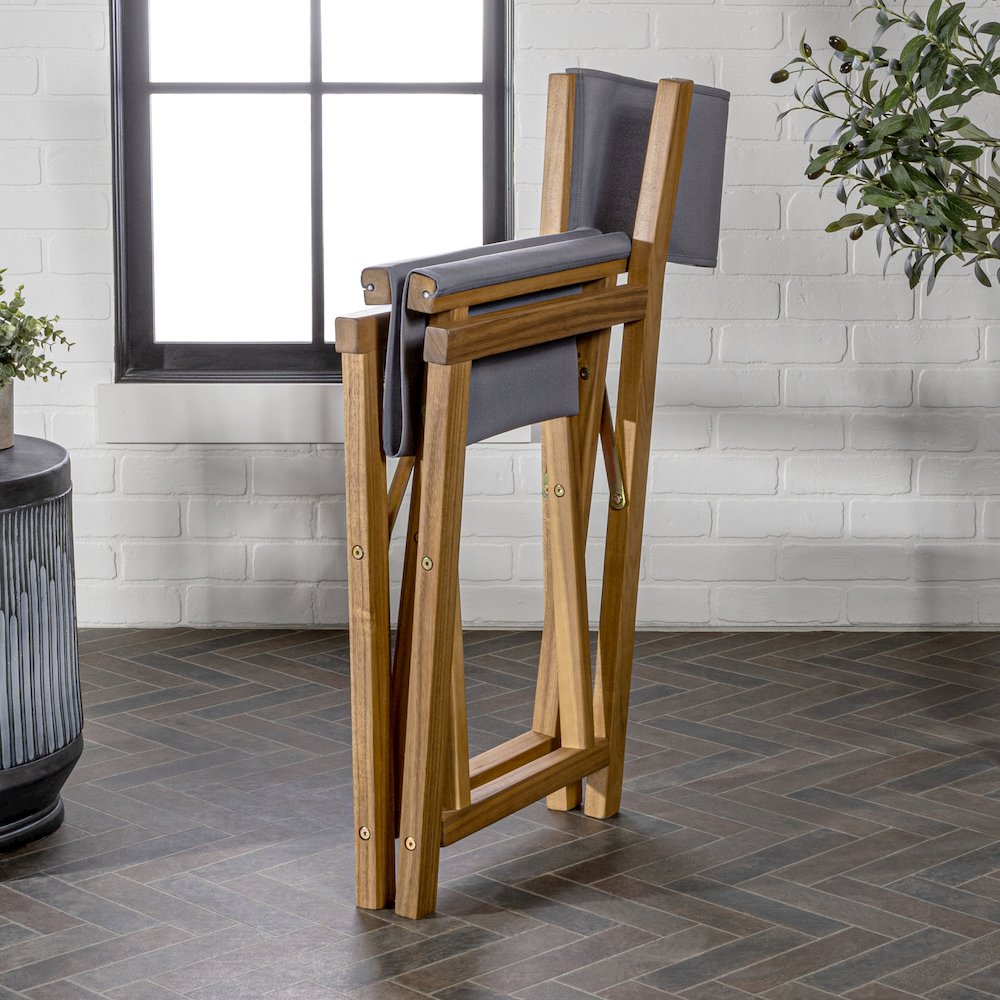 Cukor Coastal Acacia Wood Folding Outdoor Director Chairs, Set of 2. Picture 1