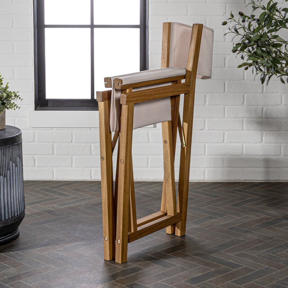 Cukor Coastal Acacia Wood Folding Outdoor Director Chairs, Set of 2. Picture 1