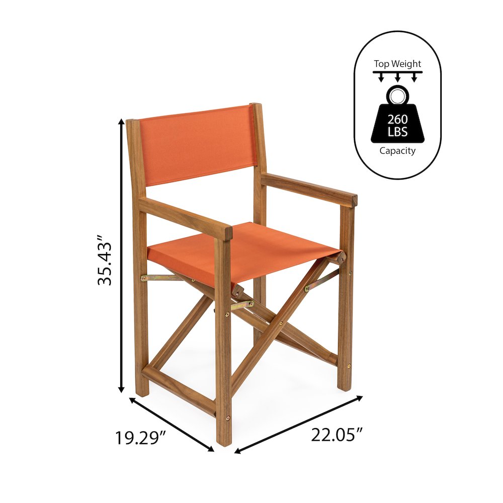 Cukor Coastal Acacia Wood Folding Outdoor Director Chairs, Set of 2. Picture 4