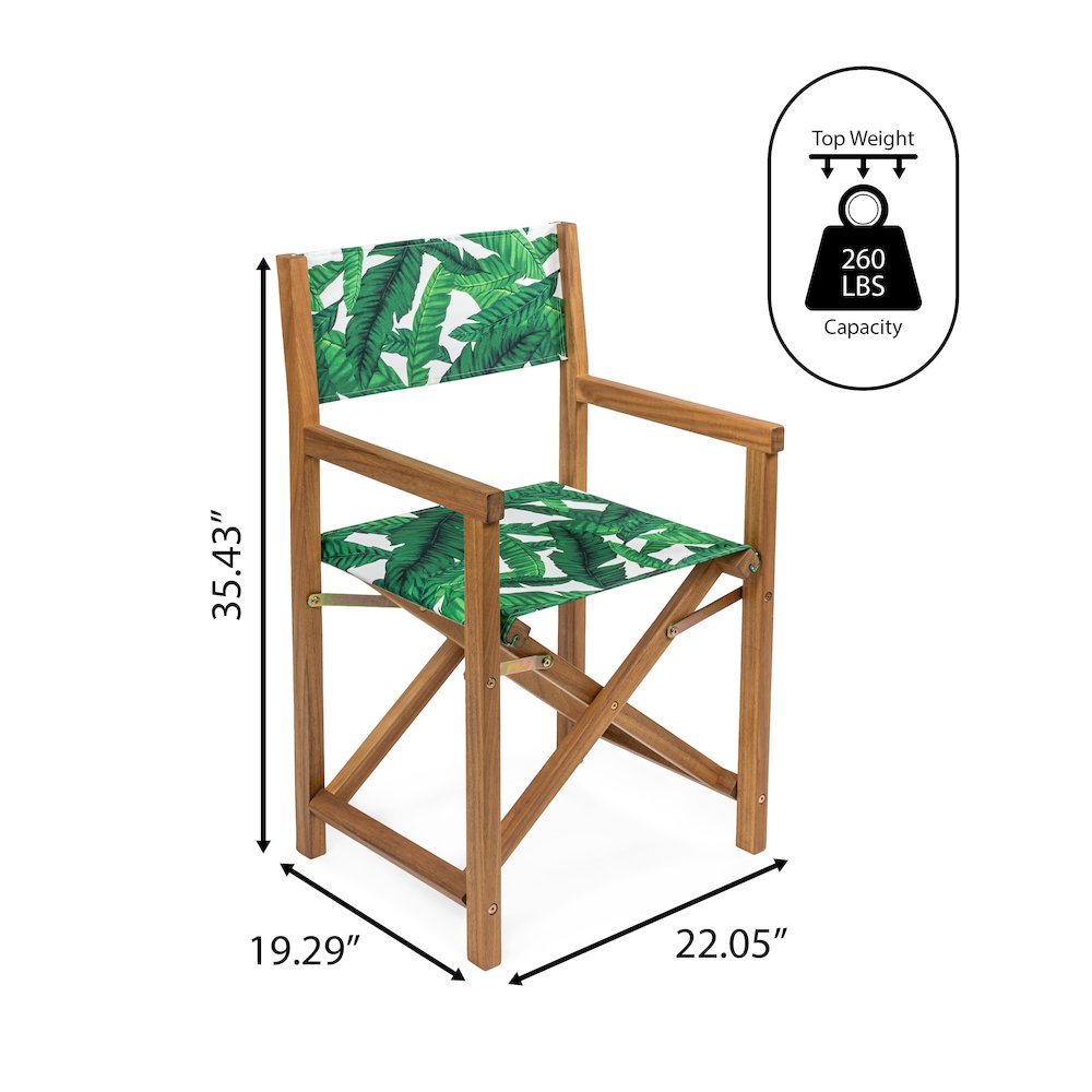 Cukor Coastal Acacia Wood Folding Outdoor Director Chairs, Set of 2. Picture 4