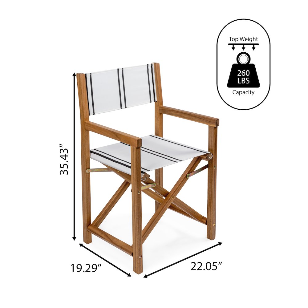 Cukor Coastal Acacia Wood Folding Outdoor Director Chairs, Set of 2. Picture 4