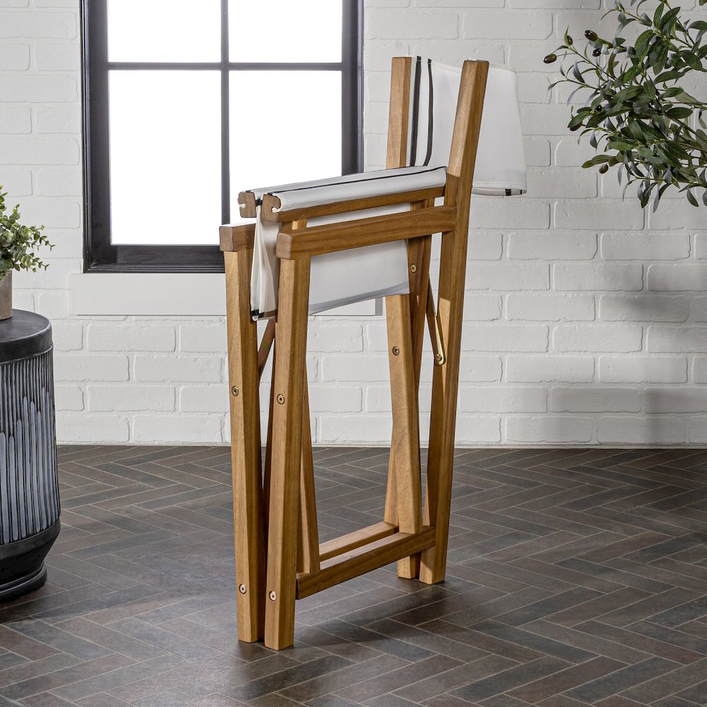 Cukor Coastal Acacia Wood Folding Outdoor Director Chairs, Set of 2. Picture 1
