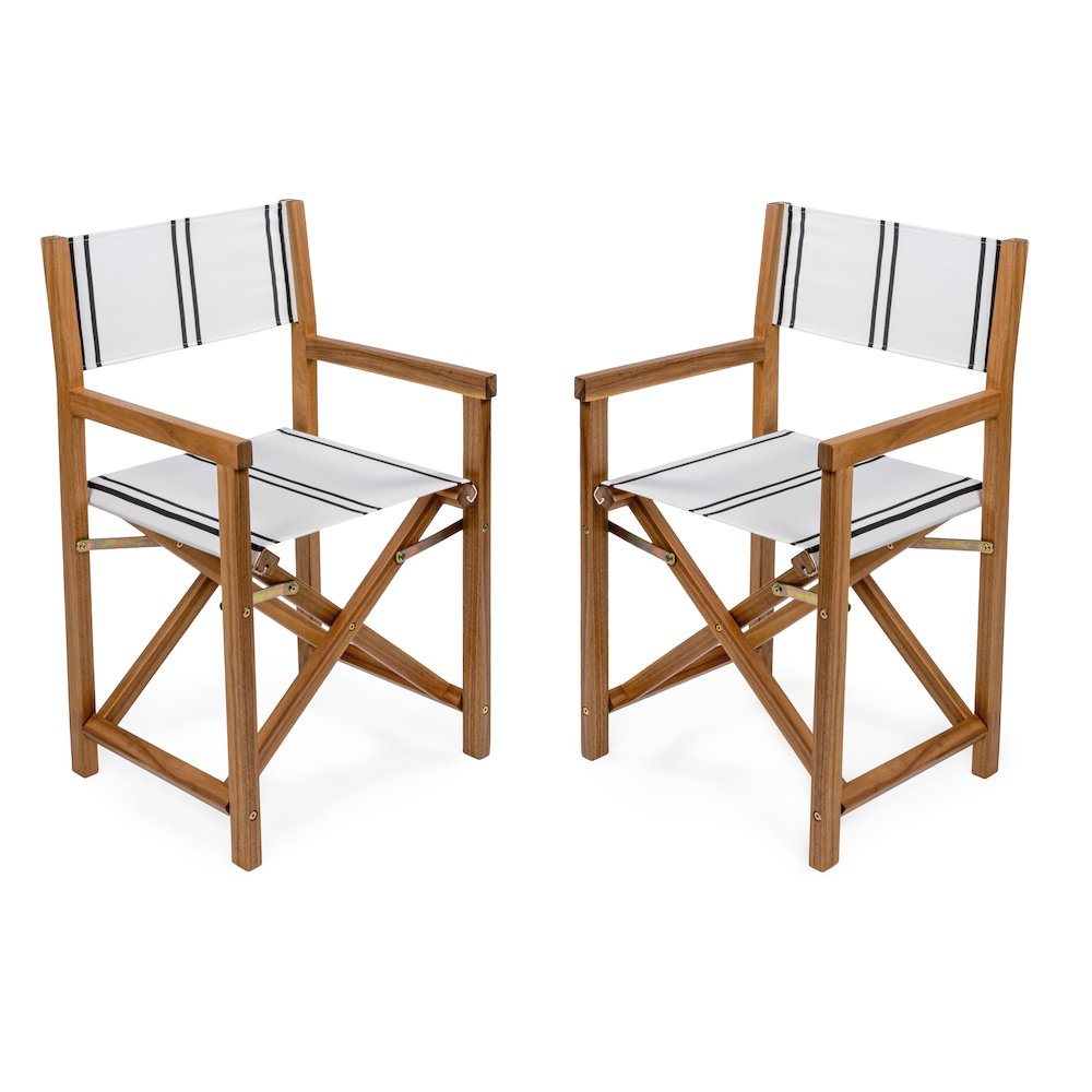 Cukor Coastal Acacia Wood Folding Outdoor Director Chairs, Set of 2. Picture 2