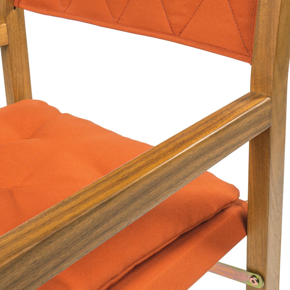 Mid-Century Outdoor Acacia Wood Foldable Diamond-Quilted Back Director Chair. Picture 3
