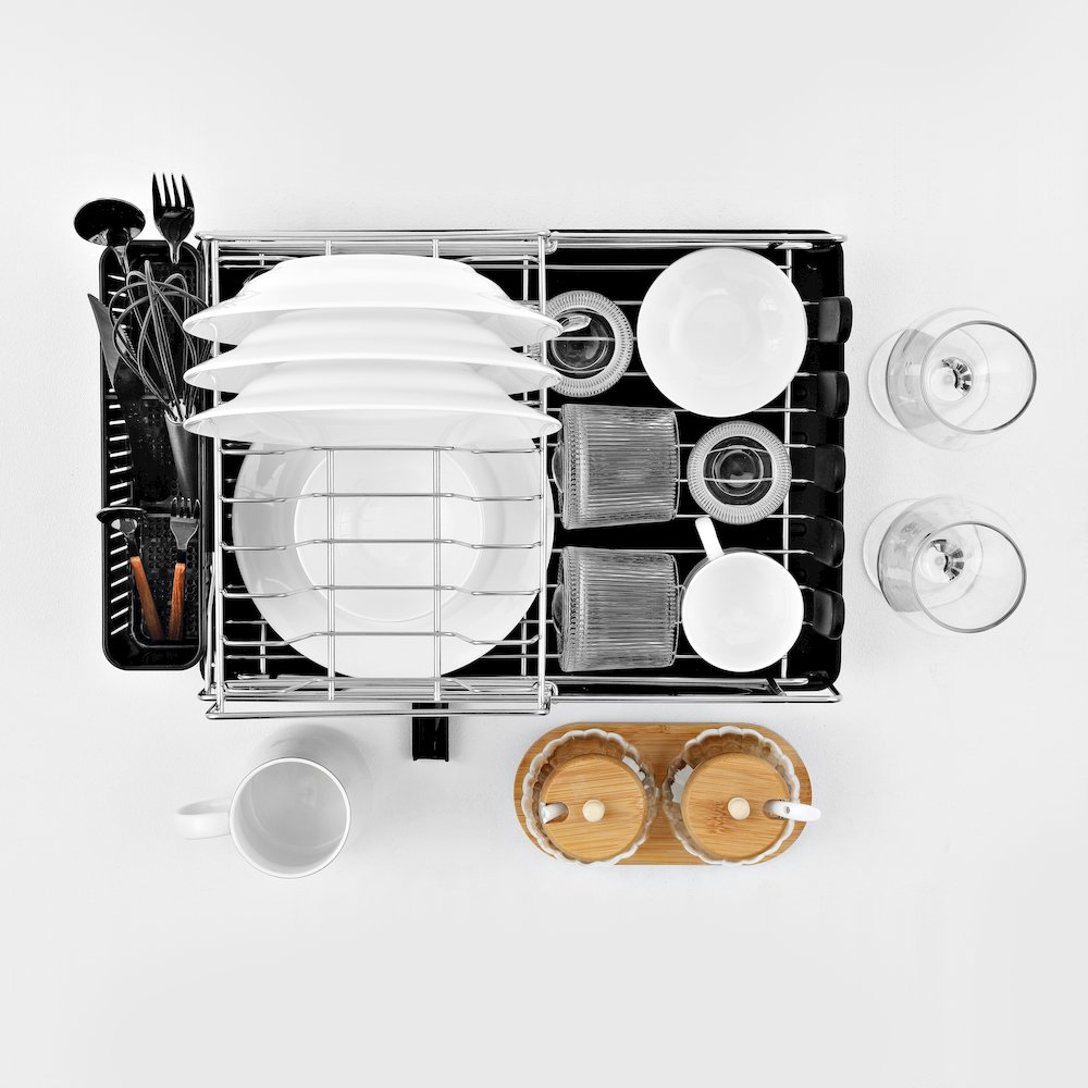 Compact 2-Tier Fingerprint-Proof Stainless Steel Dish Drying Rack. Picture 17