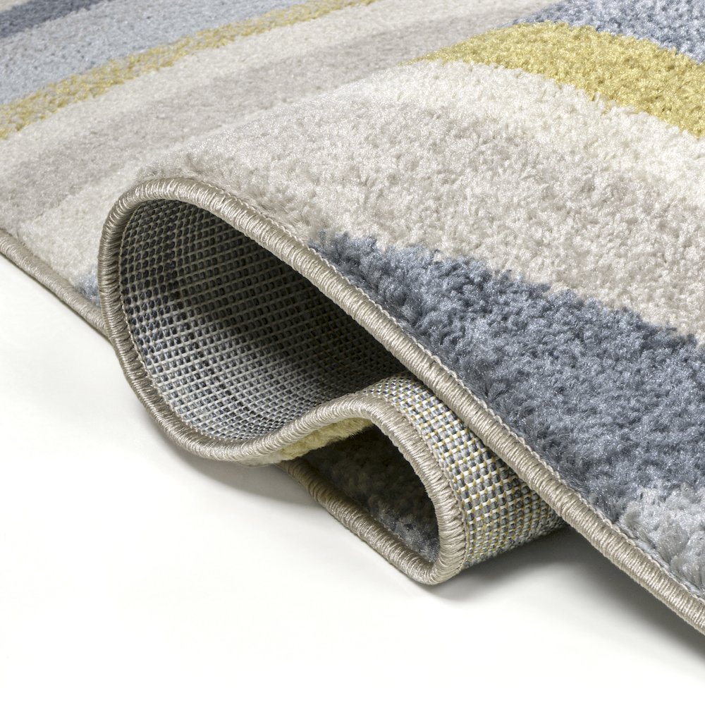 Flow Abstract Swirl Blue/Mustard/Gray 2 ft. x 8 ft. Area Rug. Picture 5