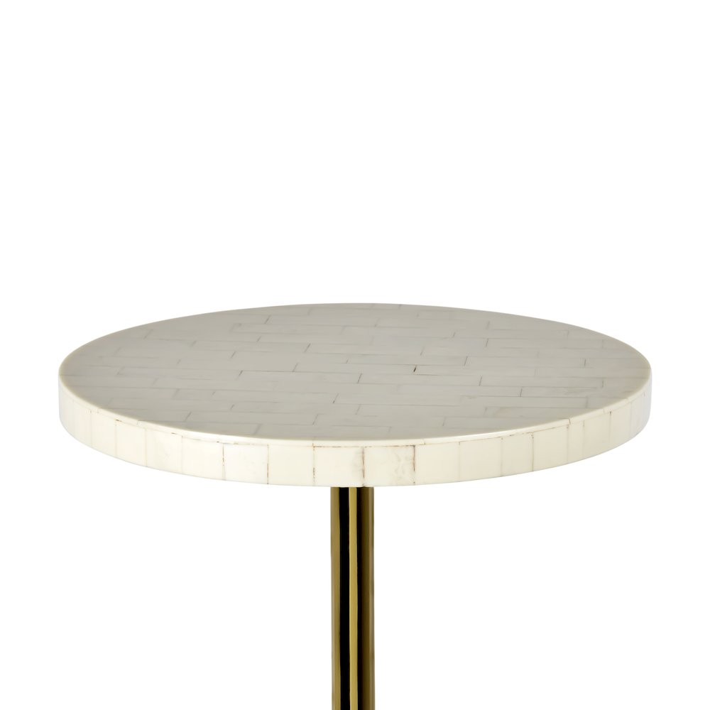 Evelyn Contemporary 26" Cream and Gold Round Drink Table. Picture 3