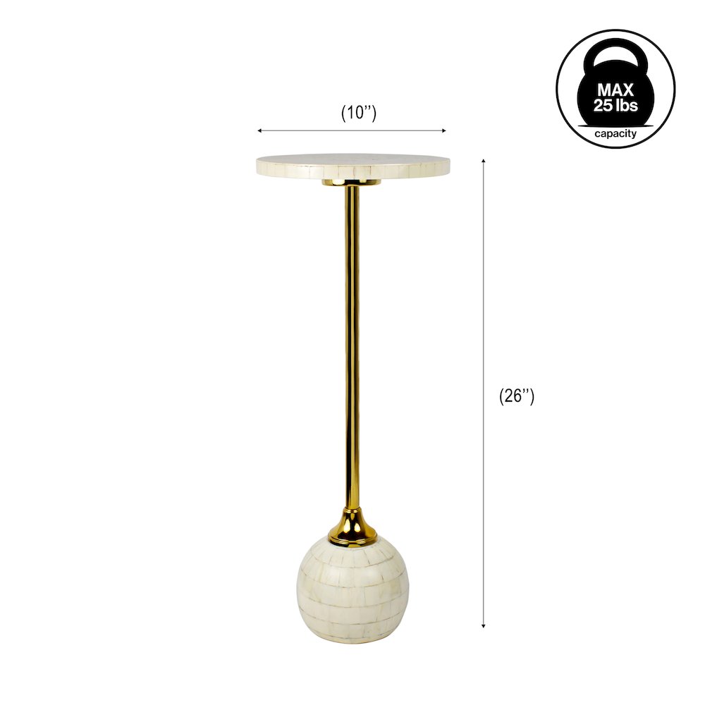 Evelyn Contemporary 26" Cream and Gold Round Drink Table. Picture 2